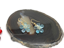 Load image into Gallery viewer, Blue Topaz Flower Earrings in. Gold Filled