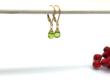 Load image into Gallery viewer, Peridot Leverback Gold Earrings
