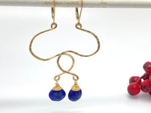 Load image into Gallery viewer, Hammered Zigzag Earrings with Lapis