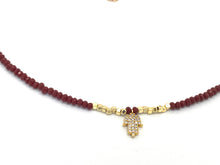 Load image into Gallery viewer, Crystal Necklace with Cubic Zirconia Hamsa Charm