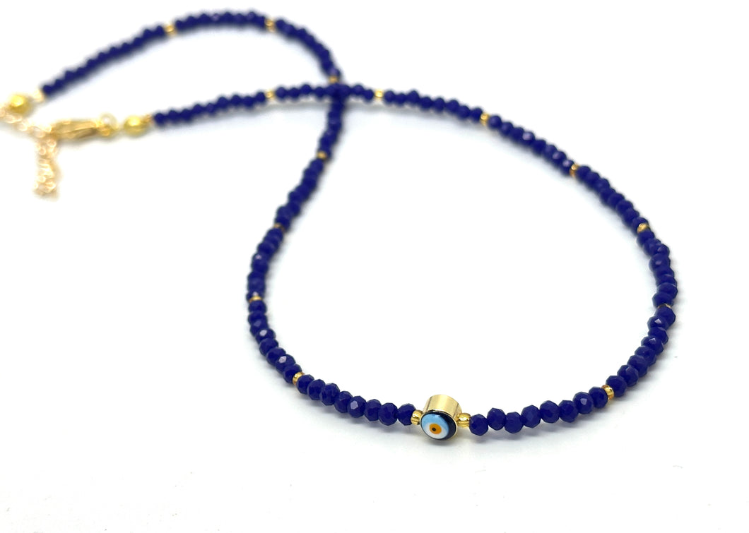 Petite Evil eye Necklace with Crystal beads