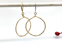 Load image into Gallery viewer, 14kt Gold Filled Hammered Hoop Circle Earrings