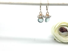 Load image into Gallery viewer, Green Mystic Quartz and Grey Pearl Clusters Earrings
