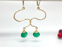 Load image into Gallery viewer, Hammered Zigzag Earrings with Green Onyx