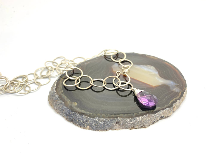 Hammered Statement Necklace with Amethyst