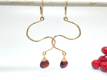 Load image into Gallery viewer, Hammered Zigzag Earrings with Garnet