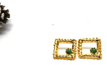 Load image into Gallery viewer, Diamond shape Post Earrings with Emeralds| Floweredsky Designs
