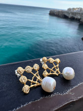 Load image into Gallery viewer, Lace Drop Earrings with white pearls | Floweredsky Designs
