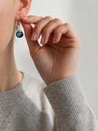 London Blue Quartz Wire Wrapped Earrings - Leverback