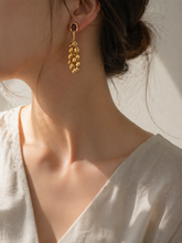 Load image into Gallery viewer, Japanese Pieris Garnet Post Earrings | Floweredsky Designs
