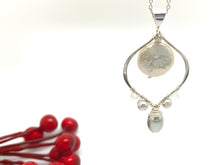 Load image into Gallery viewer, Larger Romantic Teardrop Necklace with Pearls and Moonstones
