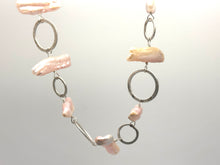 Load image into Gallery viewer, Hammered Statement Necklace with Natural Biwa Pearls

