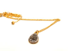 Load image into Gallery viewer, Gold plated teardrop Marcasite and Crystal Necklace
