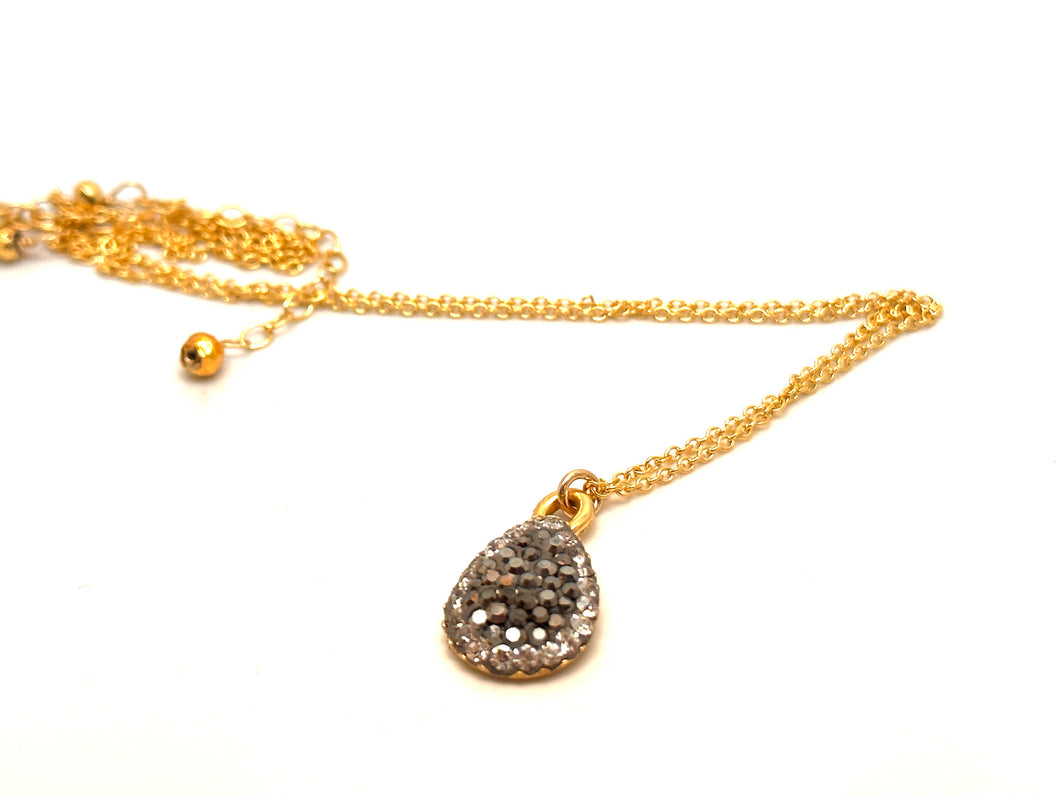 Gold plated teardrop Marcasite and Crystal Necklace