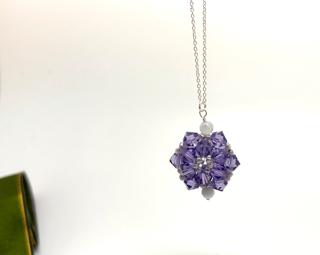 Snowflake Necklace with Purple Crystals