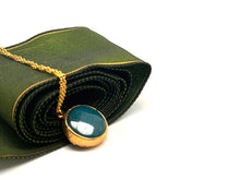 Load image into Gallery viewer, Gold Filled Dark Green Round Quartz Necklace
