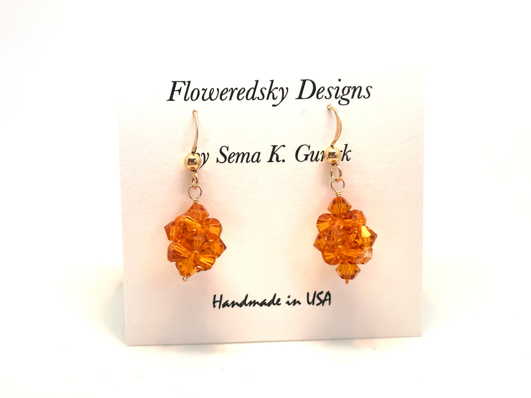 Amber color Rock Candy 14kt Gold filled Earrings