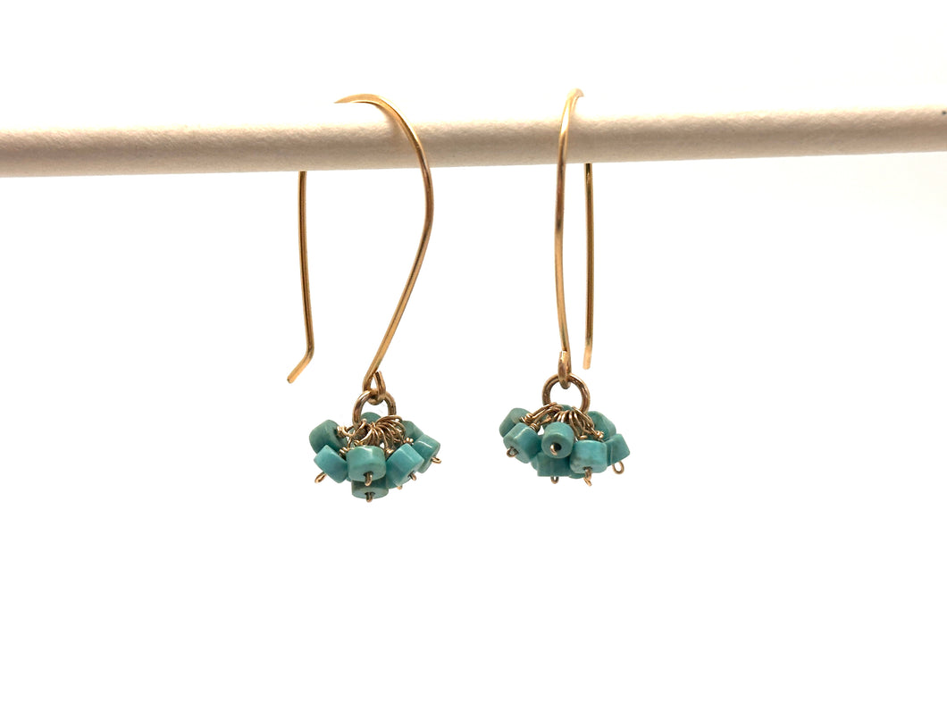 Turquoise Clusters longer Drop Earrings