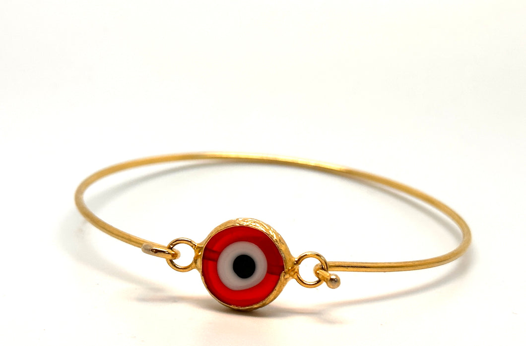 Red Gold Evil Eye Bangle