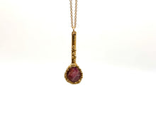Load image into Gallery viewer, Botanical Elegance Necklace with Ruby in Brass setting
