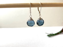 Load image into Gallery viewer, London Blue Quartz Wire Wrapped Earrings
