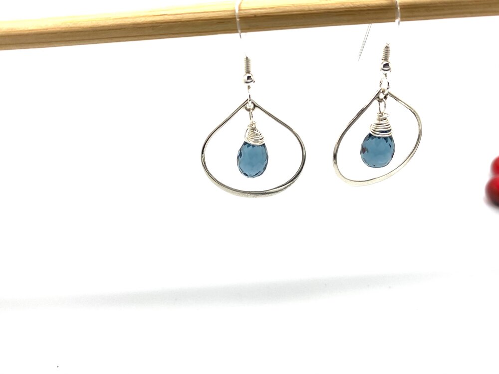 London Blue Quartz Sterling Silver Raindrop Earrings