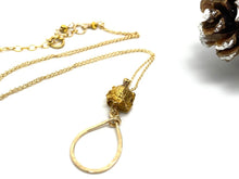 Load image into Gallery viewer, Traveling Gold Turtle Necklace on Hammered Teardrop Island

