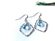 Hammered Diamond Sterling Silver Earrings with Gemstones