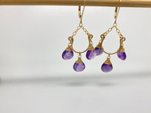 Load image into Gallery viewer, Amethyst Chandelier Gold Filled Earrings
