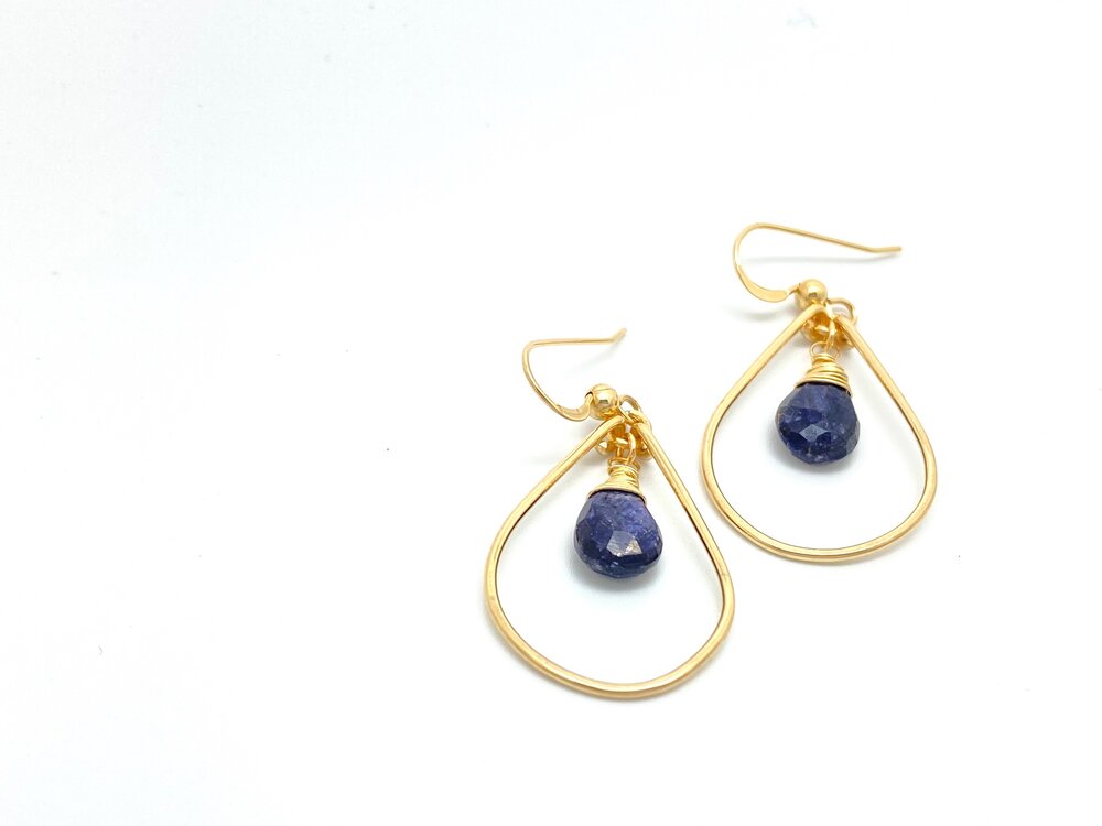 Sapphire Gold Teardrop Earrings