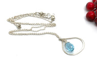 Blue Topaz Sterling Silver Raindrop Necklace