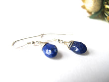 Load image into Gallery viewer, lapis sterling silver drop earrings
