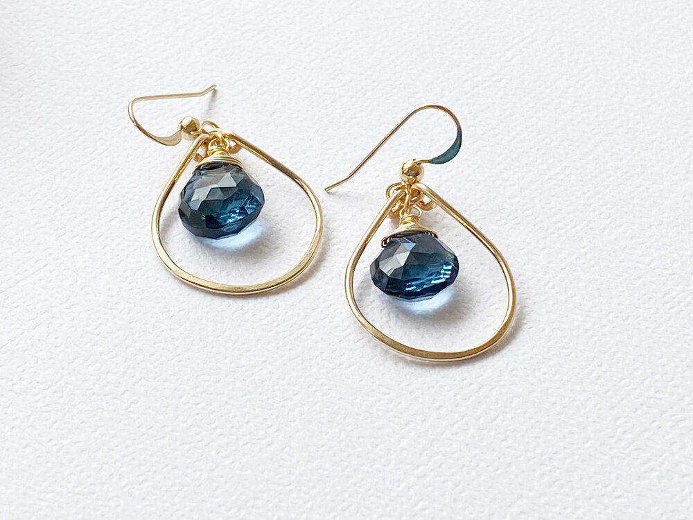 London Blue Quartz 14kt Gold Filled Raindrop Earrings