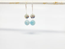 Load image into Gallery viewer, Hammered Convex Drop Earrings with Aquamarine - Sterling Silver
