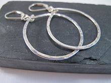 Load image into Gallery viewer, Sterling Silver Hammered Hoop Circle Earrings

