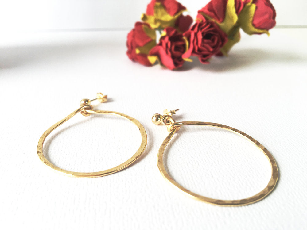 14kt Gold Filled Hammered Hoop Circle Earrings