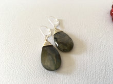 Load image into Gallery viewer, Large Faceted Labradorite Earrings

