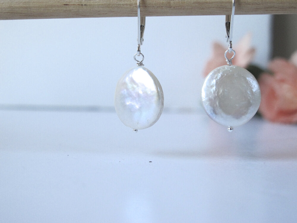 Freshwater Coin Pearl Earrings 