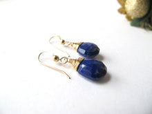 Load image into Gallery viewer, lapis gold earrings
