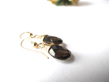 Load image into Gallery viewer, Gold Smokey Quartz Earrings
