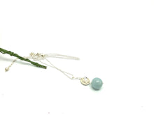 Load image into Gallery viewer, Hammered Convex Drop Necklace with Aquamarine - Sterling Silver
