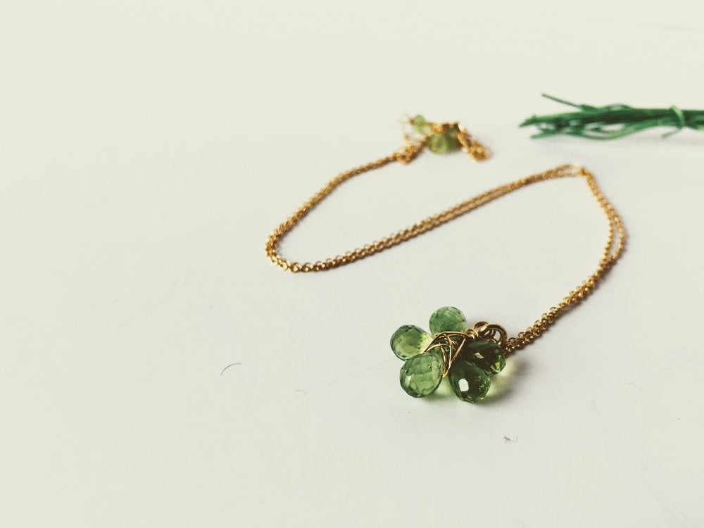 Peridot Gemstone Flower Necklace