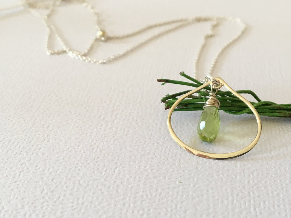 Peridot Sterling Silver Raindrop Necklace