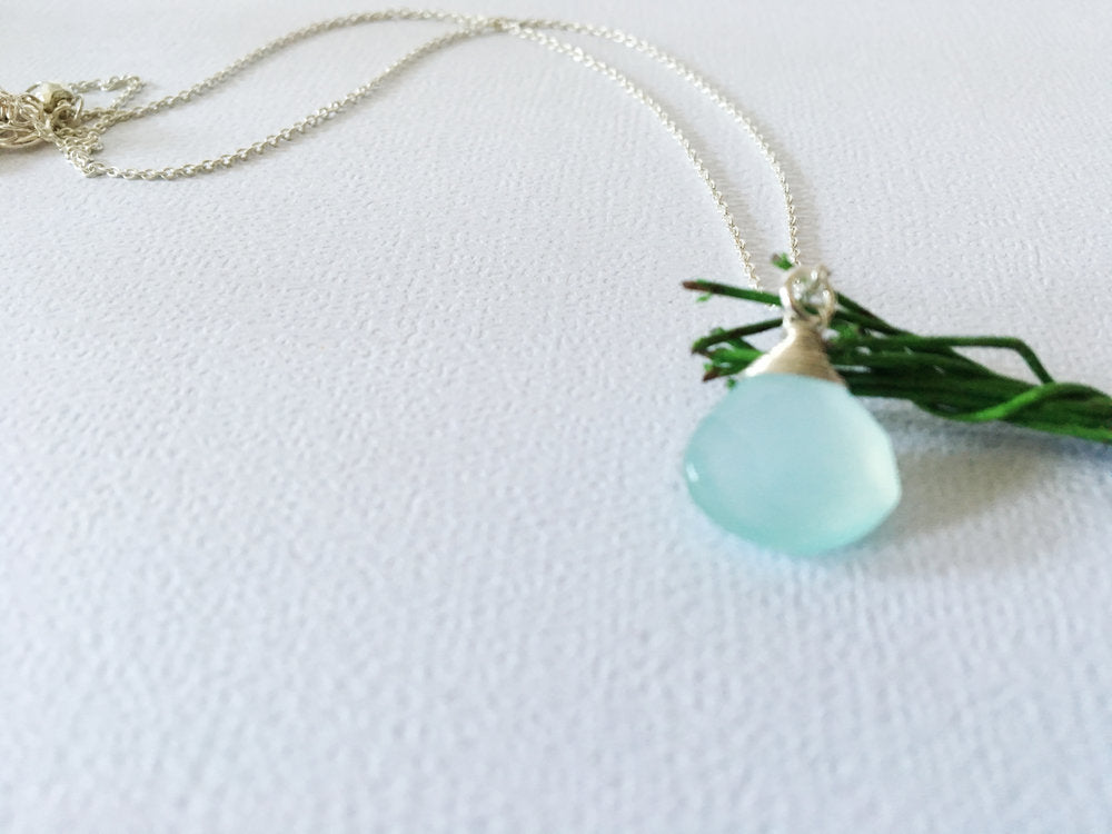 Sterling Silver Chalcedony Drop Necklace