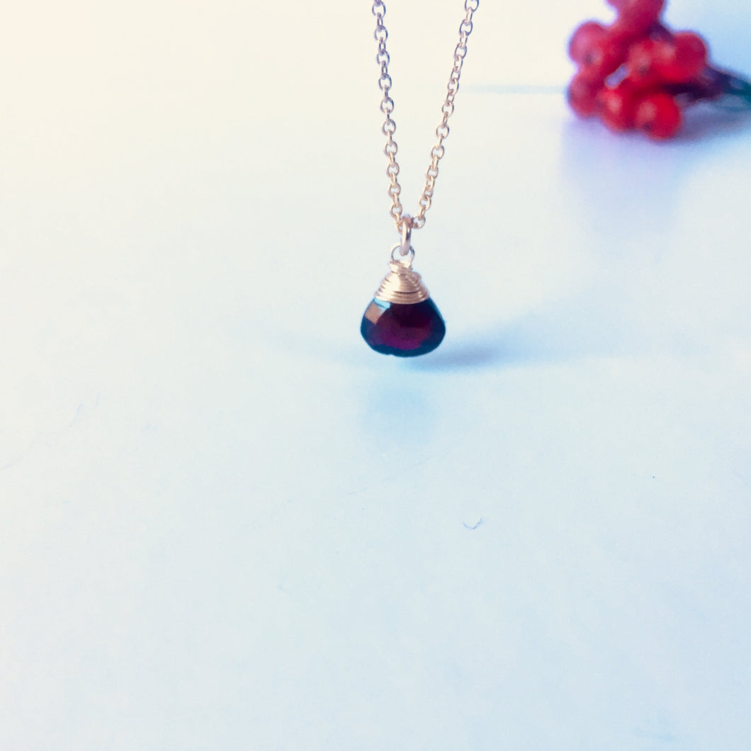 Garnet Gemstone Drop Necklace