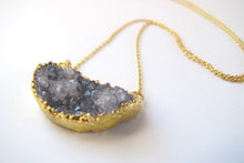 Load image into Gallery viewer, Half Moon Druzy Gold Filled Necklace
