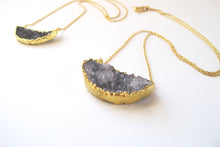 Load image into Gallery viewer, Half Moon Druzy Gold Filled Necklace
