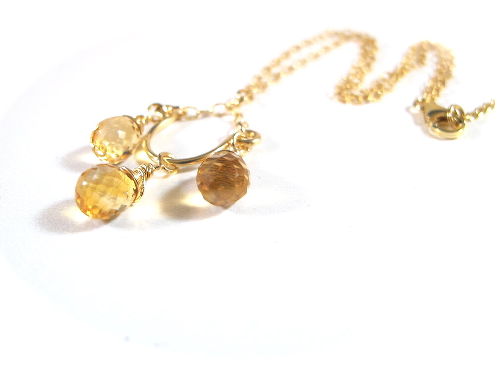 Citrine Chandelier Gold Necklace