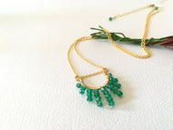 Horse Shoe Necklace with Stacked Gemstones