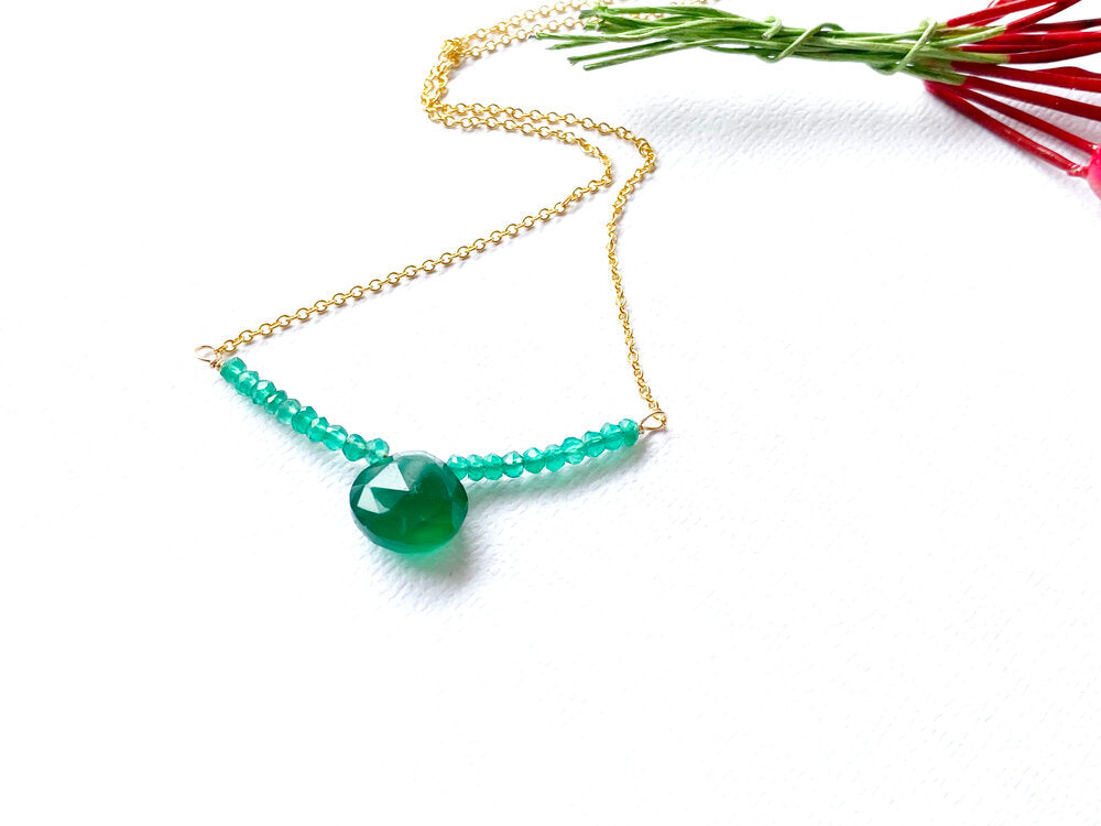 Green Onyx 14kt Gold Filled Gemstone Beauty Necklace